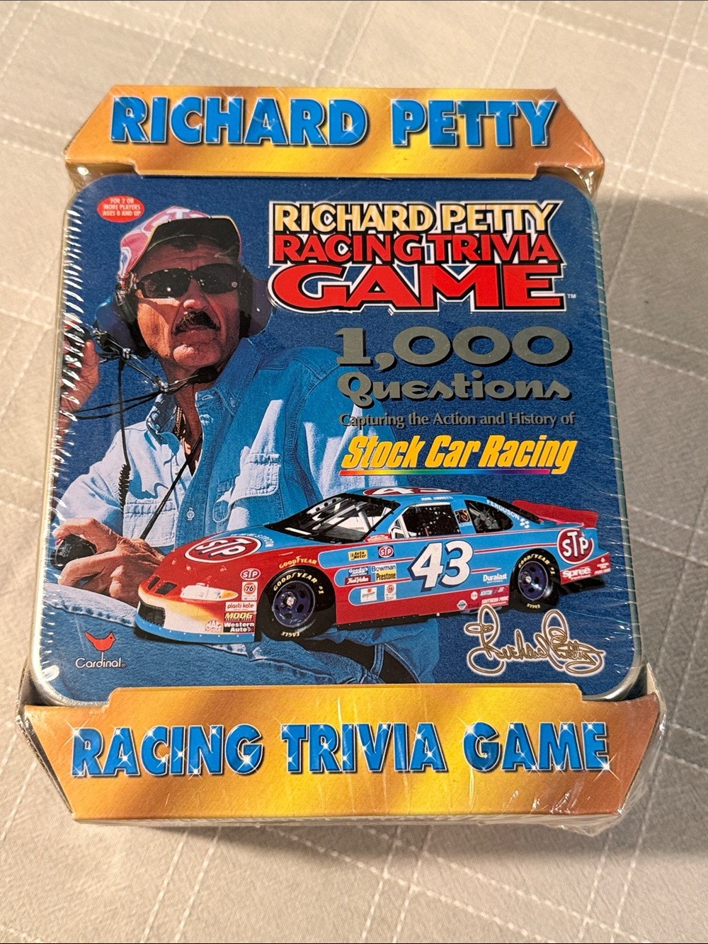 Nascar Richard Petty Racing Trivia Game - Blue and Gold Tin